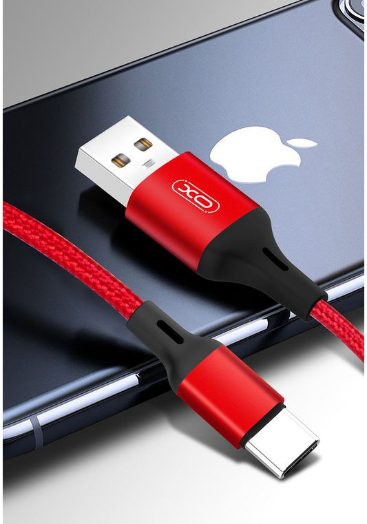 Datový a nabíjecí kabel USB-A - USB-C XO Design NB143, 18W, 2m, Červený