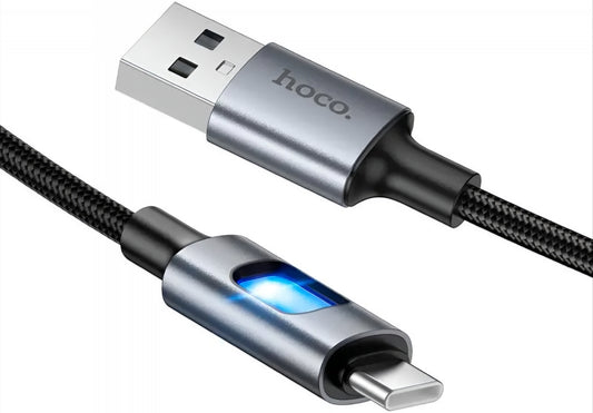 Datový a nabíjecí kabel USB-A - USB-C HOCO U144 Led, 18W, 1.2m, černý