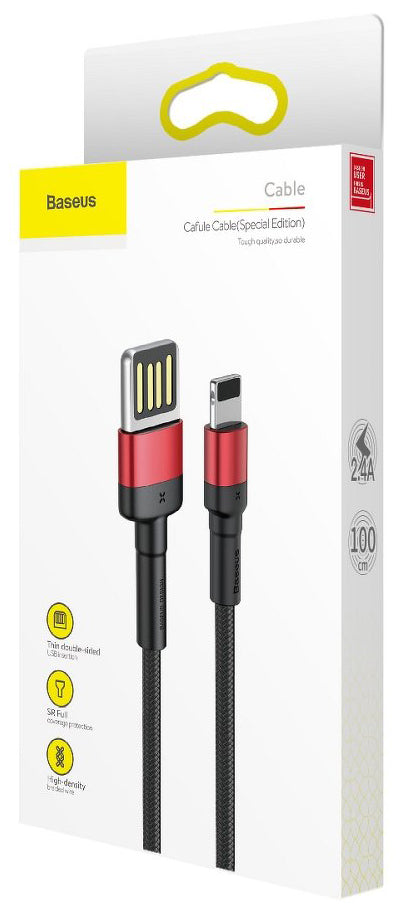 Datový a nabíjecí kabel USB-A - Lightning Baseus Cafule Special Edition, 18W, 1m, Červený CALKLF-G91