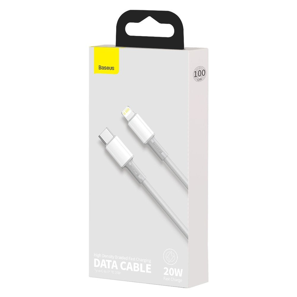 Datový a nabíjecí kabel USB-C - Lightning Baseus High Density Braided, 20W, 2m, bílý CATLGD-A02