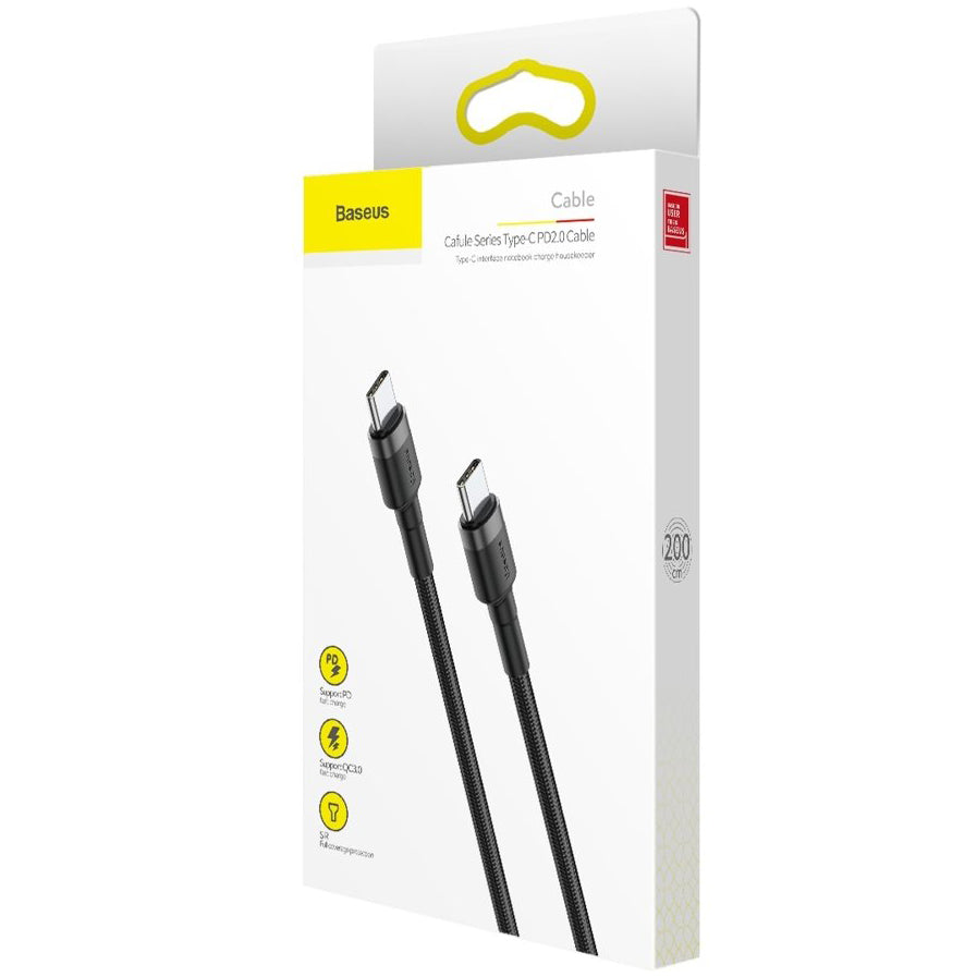Datový a nabíjecí kabel USB-C - USB-C Baseus Cafule, 60 W, 2 m, černý CATKLF-HG1