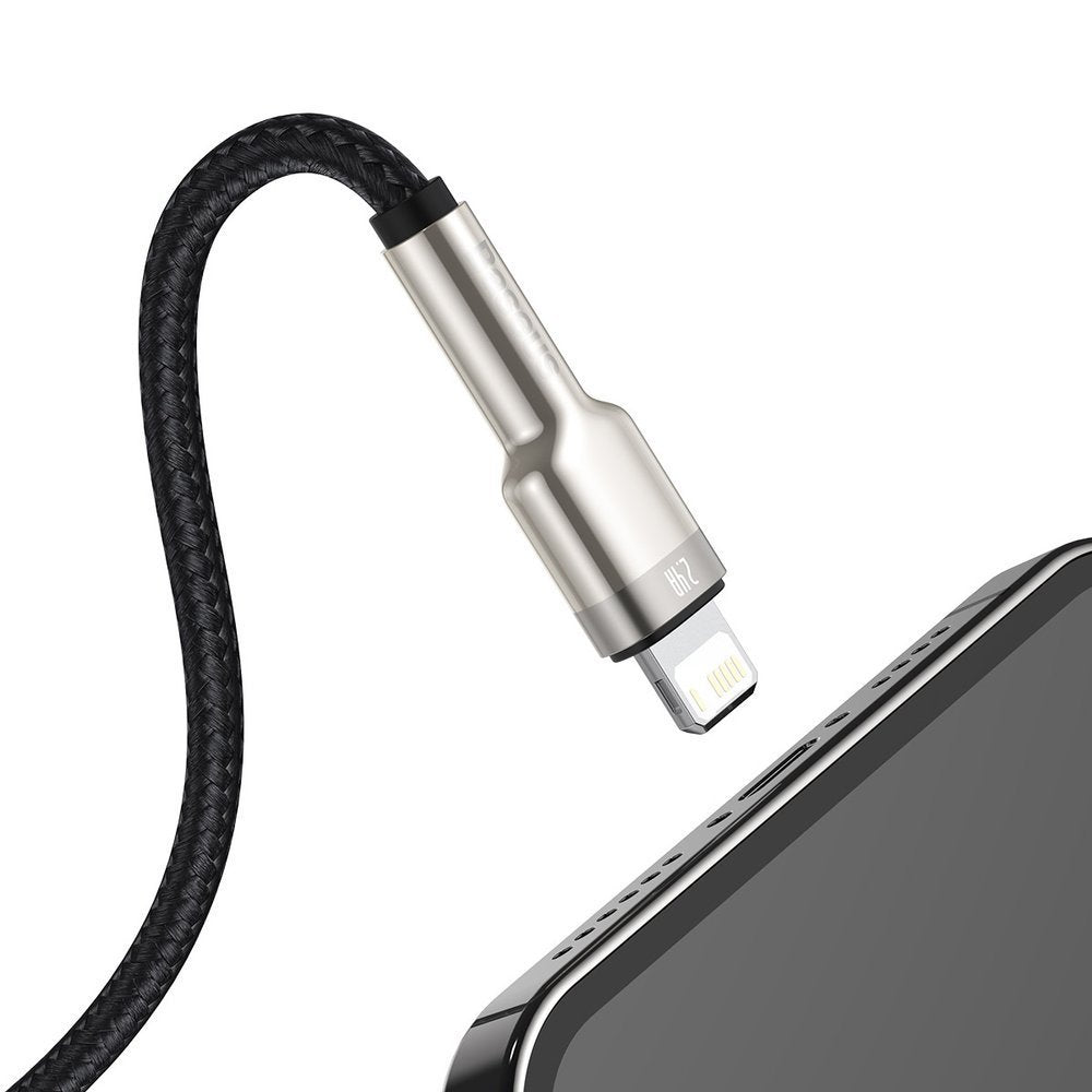 Kabel pro data a nabíjení USB-A - Lightning Baseus Cafule Metal Series, 18W, 0.25m, Černý CALJK-01