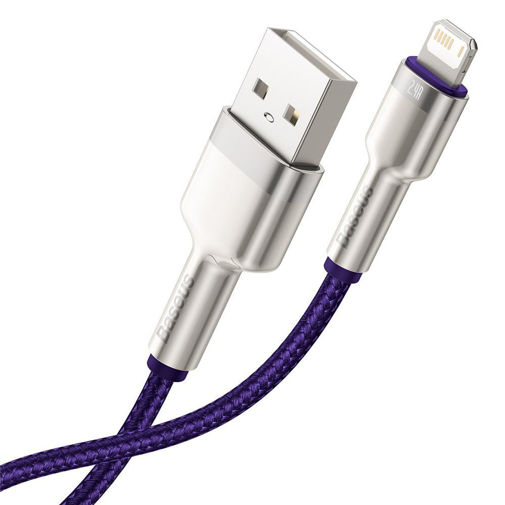 Datový a nabíjecí kabel USB-A - Lightning Baseus Cafule Metal Series, 18 W, 1 m, fialový CALJK-A05
