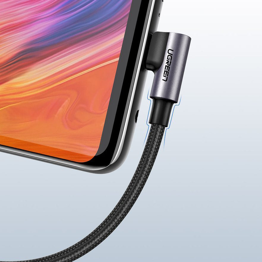 Datový a nabíjecí kabel USB-A - USB-C UGREEN US284 Angled, 18W, 1m, šedý