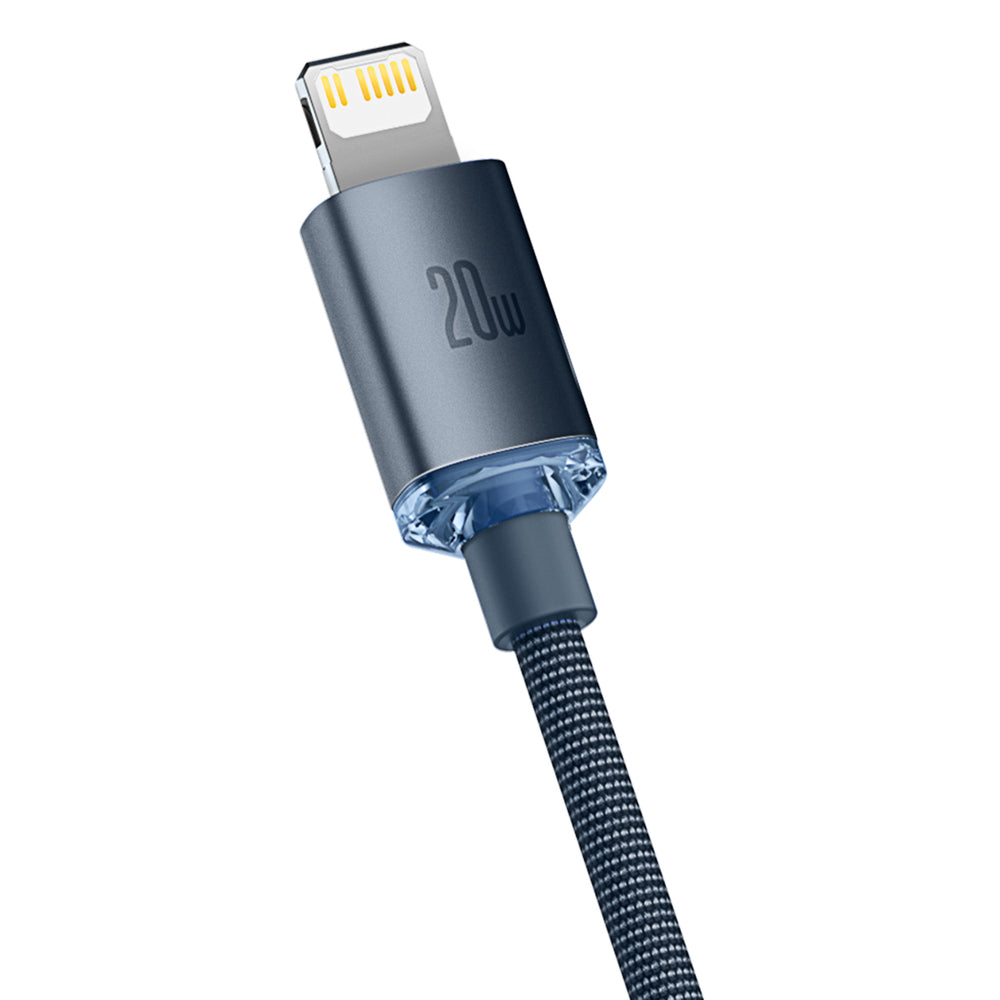Baseus Crystal Shine Series USB-C - Lightning datový a nabíjecí kabel, 20W, 2m, černý CAJYY000301