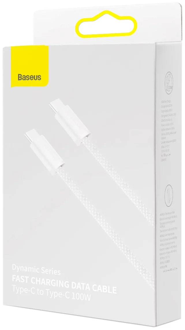 Datový a nabíjecí kabel USB-C - USB-C Baseus řady Dynamic, 100 W, 1 m, bílý CALD000202