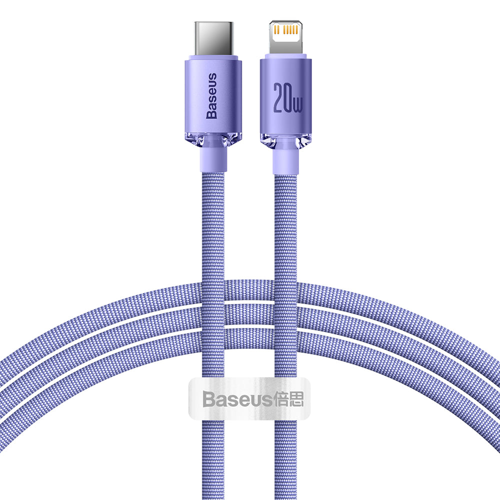Datový a nabíjecí kabel USB-C - Lightning Baseus Crystal Shine Series, 20W, 1.2m, Fialový CAJY000205
