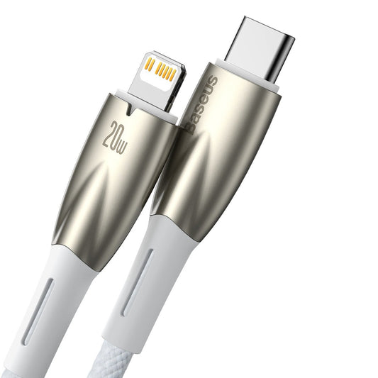 Baseus Glimmer Series USB-C - Lightning datový a nabíjecí kabel, 20W, 1m, bílý CADH000002