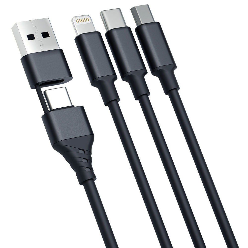 Nabíjecí kabel USB-A / USB-C - Lightning / microUSB / USB-C 3MK Hyper 3in1, 12W, 1.5m, Černý