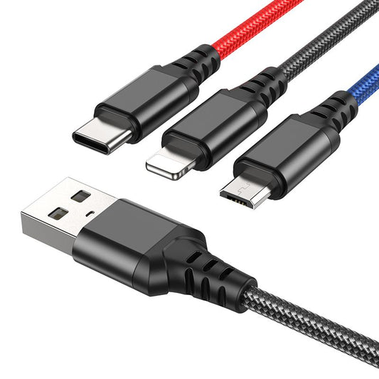 Nabíjecí kabel USB-A - Lightning / microUSB / USB-C HOCO X76 3v1, 18W, 1m, vícebarevný
