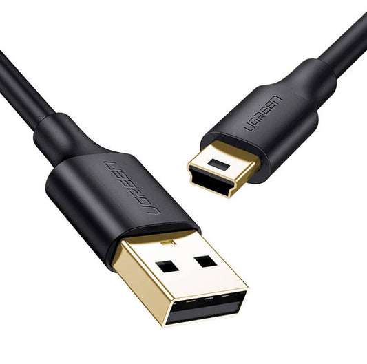Datový a nabíjecí kabel USB-A - miniUSB UGREEN US132, 18 W, 1 m, černý