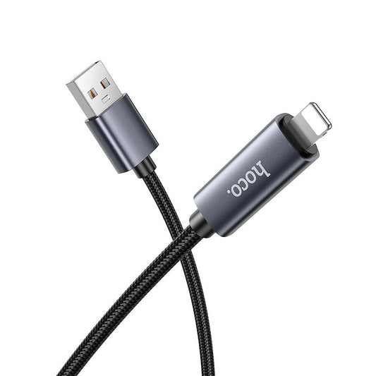 Datový a nabíjecí kabel USB-A - Lightning HOCO Display X112, 18W, 1m, Černý