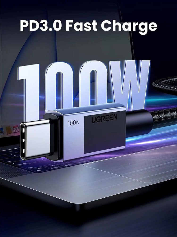Datový a nabíjecí kabel USB-C - USB-C UGREEN L512, 100W, 0.5m, šedý