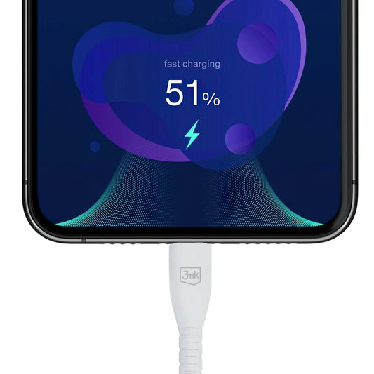 Datový a nabíjecí kabel USB-A - Lightning 3MK Hyper, 12W, 1.2m, Bílý