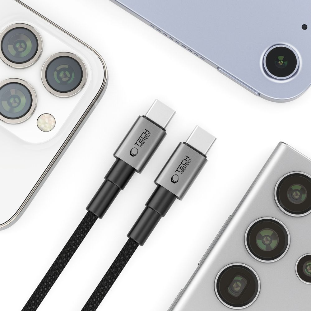 Kabel pro data a nabíjení USB-C - USB-C Tech-Protect Ultraboost DNA MagTwist, 100W, 2m, šedý