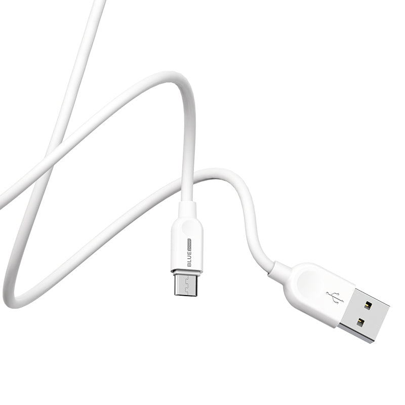 Datový a nabíjecí kabel USB-A na microUSB BLUE Power BM2BX14 LinkJet, 18 W, 2 m, bílý