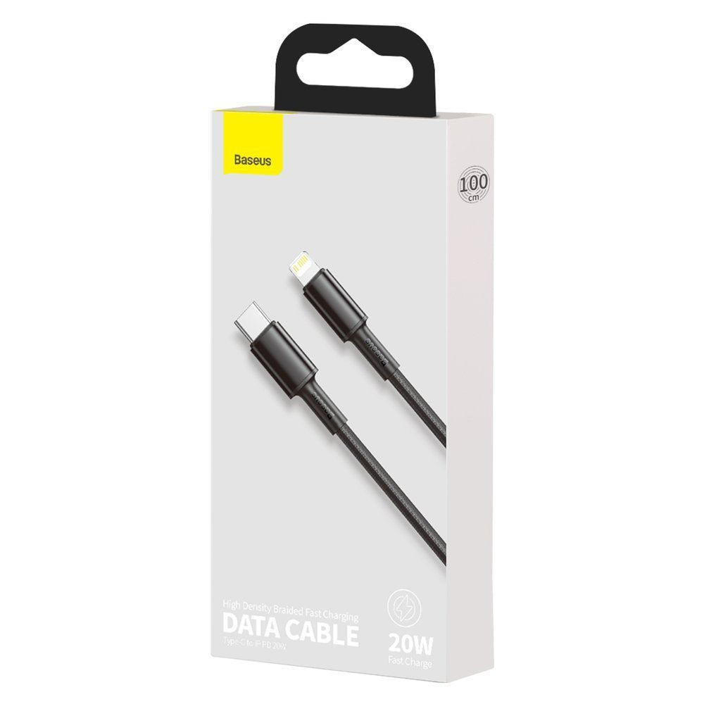 Baseus High Density Braided USB-C - Lightning datový a nabíjecí kabel, 20W, 1m, černý CATLGD-01