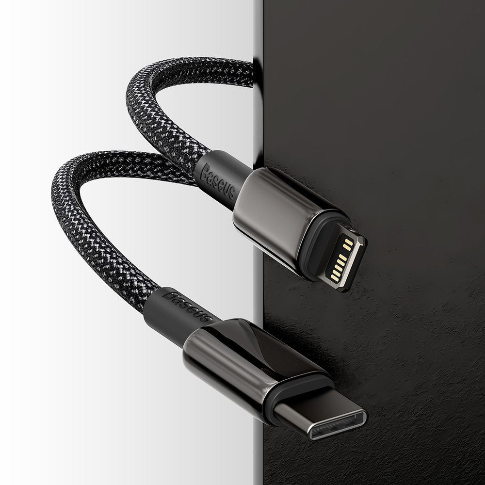 Datový a nabíjecí kabel USB-C - Lightning Baseus Tungsten Tungsten Gold, 20W, 1m, černý CATLWJ-01 CATLWJ-01