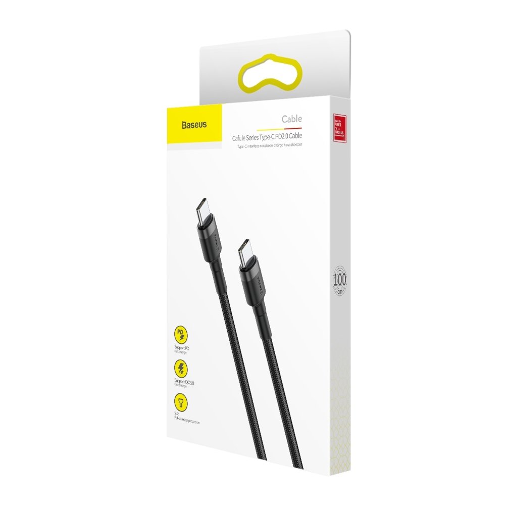 Datový a nabíjecí kabel USB-C - USB-C Baseus Cafule, 60W, 1m, černý CATKLF-GG1 CATKLF-GG1