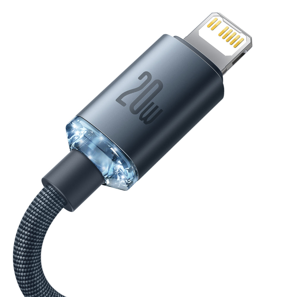 Baseus Crystal Shine Series USB-C - Lightning datový a nabíjecí kabel, 20W, 2m, černý CAJYY000301
