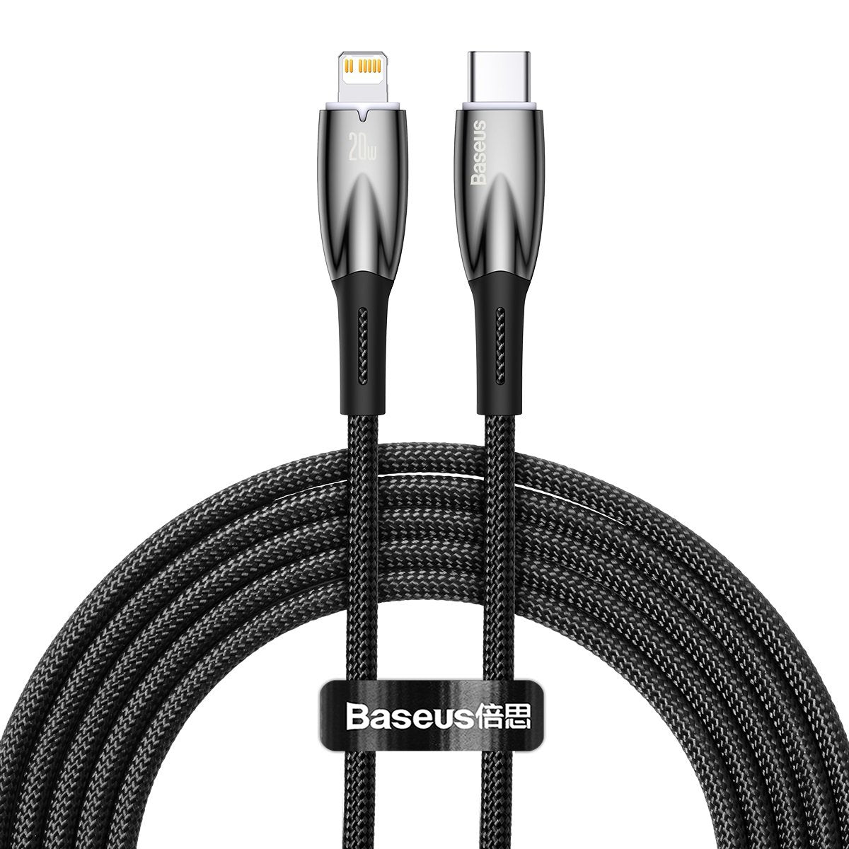 Baseus Glimmer Series USB-C - Lightning datový a nabíjecí kabel, 20W, 2m, černý CADH00010101