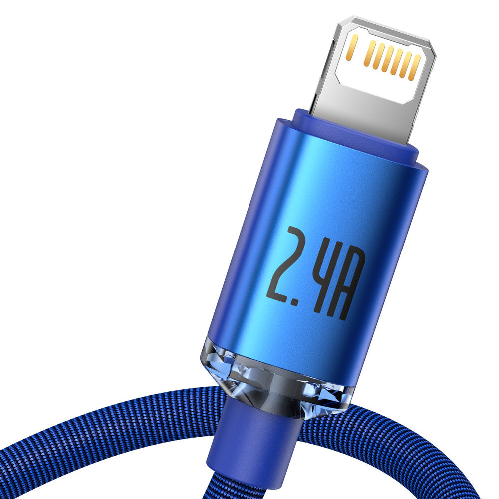Datový a nabíjecí kabel USB-A - Lightning Baseus Crystal Shine Series, 18W, 1.2m, Modrý CAJY000003