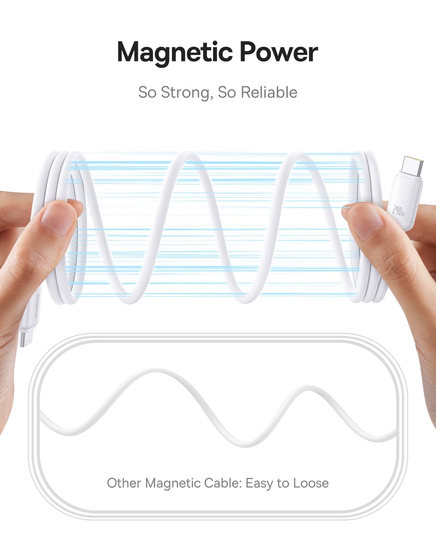 Datový a nabíjecí kabel USB-C - USB-C Baseus PicoGo, 240W, 1m, Bílý P10376800211-00