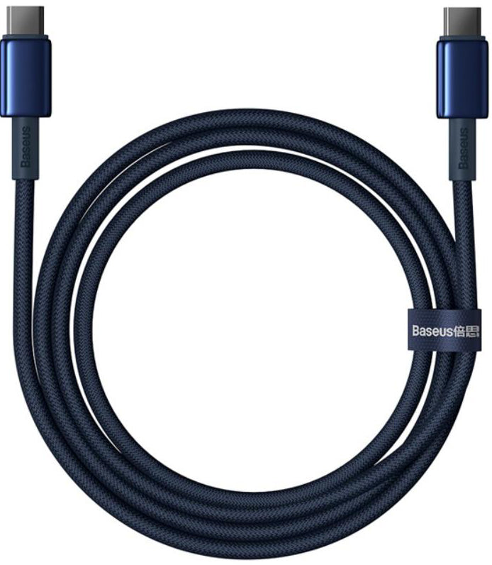 Kabel pro data a nabíjení USB-C - USB-C Baseus Tungsten Gold, 100W, 1m, Námořnická modř P10319800321-03