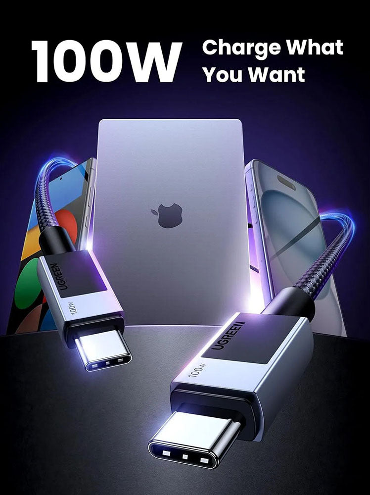 Datový a nabíjecí kabel USB-C - USB-C UGREEN L512, 100W, 3m, šedý