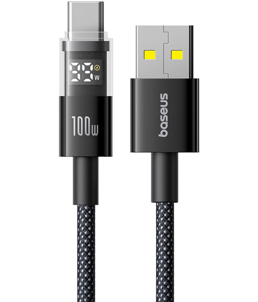 Datový a nabíjecí kabel USB-A - USB-C Baseus Display 2, 100W, 1m, Černý P10382701121-00