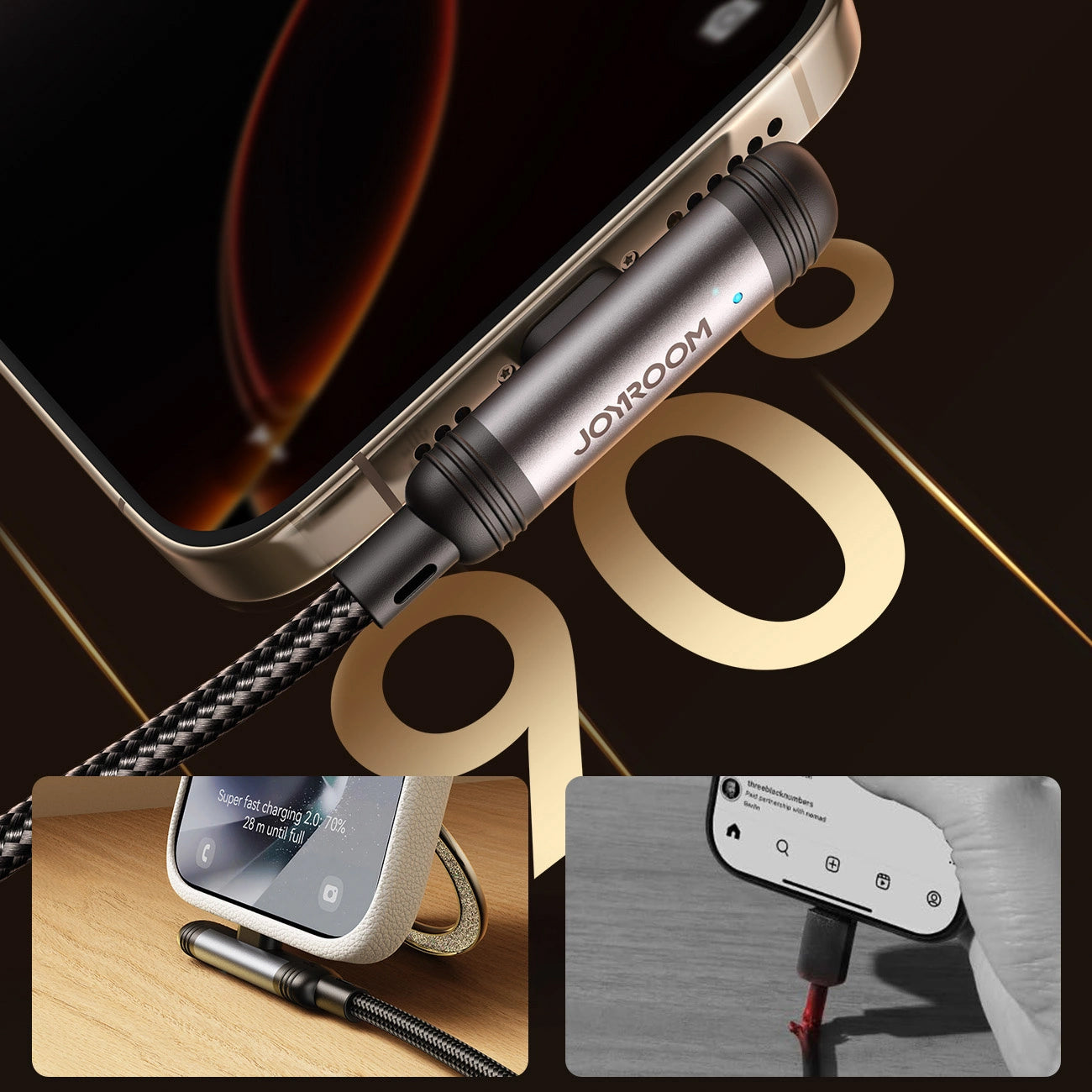 Datový a nabíjecí kabel USB-A - USB-C Joyroom S-A56 EnjoyX Angled, 20W, 1.2m, Černý