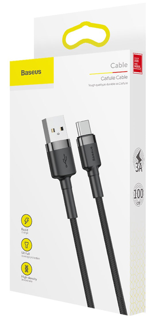 Datový a nabíjecí kabel USB-A - USB-C Baseus Cafule, 60W, 1m, šedý CATKLF-BG1