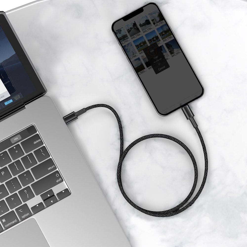 Baseus High Density Braided USB-C - Lightning datový a nabíjecí kabel, 20W, 1m, černý CATLGD-01
