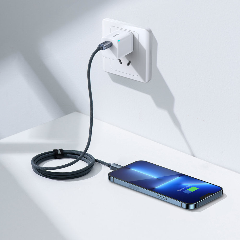 Kabel pro data a nabíjení USB-C - Lightning Baseus Crystal Shine Series, 20W, 1.2m, Černý CAJY000201