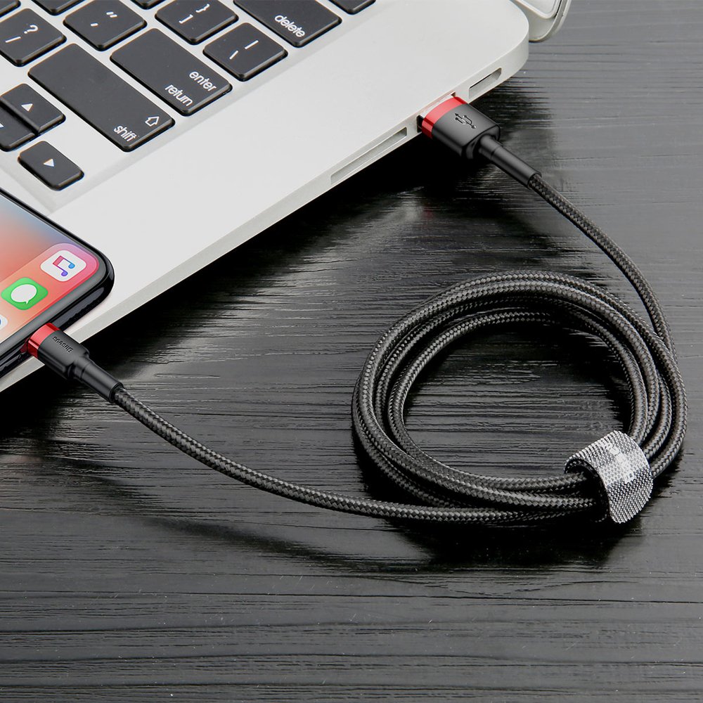 Datový a nabíjecí kabel USB-A - Lightning Baseus Cafule, 18W, 0.5m, Červený CALKLF-A19