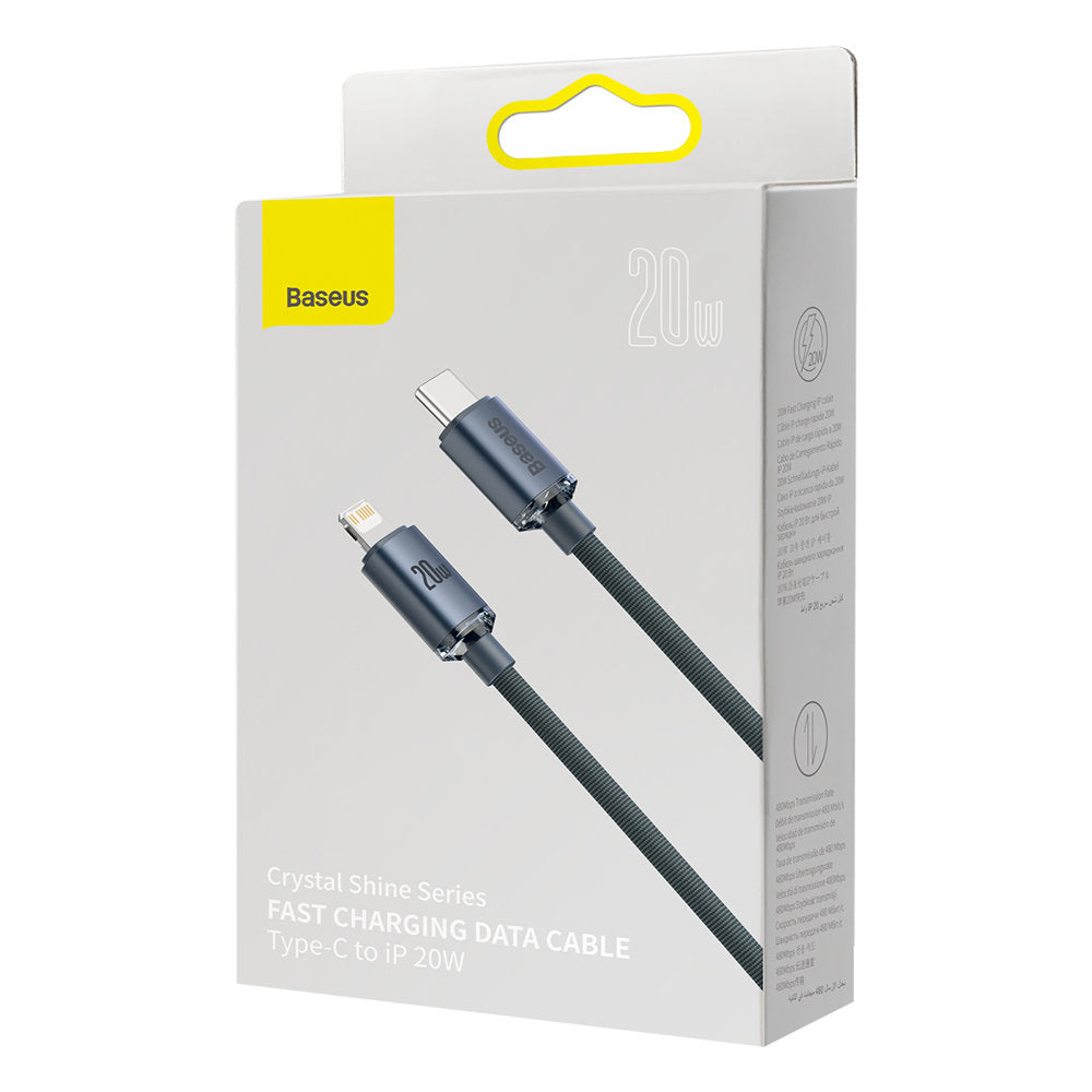 Baseus Crystal Shine Series USB-C - Lightning datový a nabíjecí kabel, 20W, 2m, černý CAJYY000301