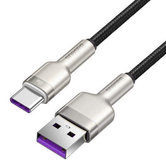 Datový a nabíjecí kabel USB-A - USB-C Baseus Cafule Metal Series, 66W, 1m, černý CAKF000101 CAKF000101