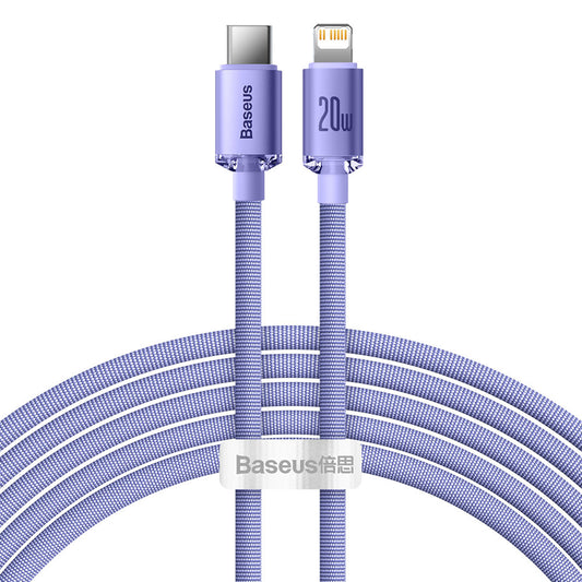 Datový a nabíjecí kabel USB-C - Lightning Baseus Crystal Shine Series, 20W, 2m, Fialový CAJY000305