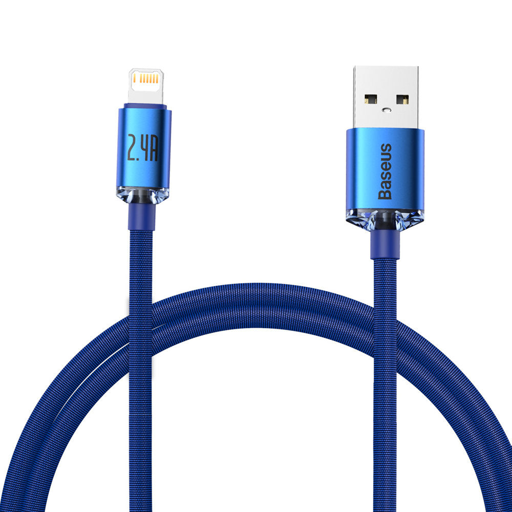 Datový a nabíjecí kabel USB-A - Lightning Baseus Crystal Shine Series, 18W, 1.2m, Modrý CAJY000003