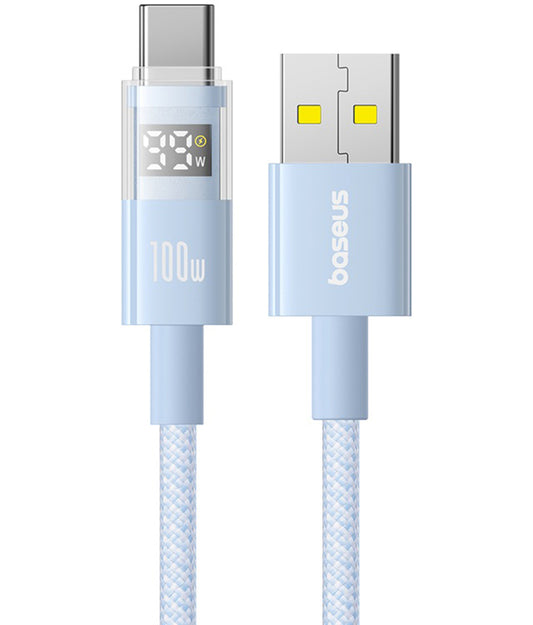 Datový a nabíjecí kabel USB-A - USB-C Baseus Display 2, 100W, 1m, Modrý P10382701311-00