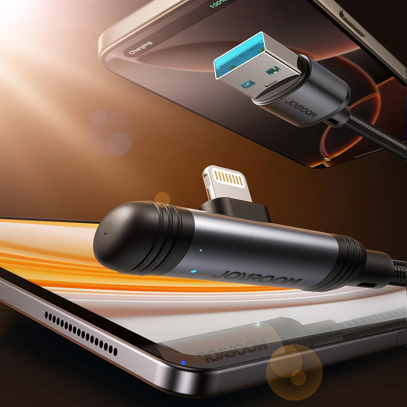 Datový a nabíjecí kabel USB-A - USB-C Joyroom S-A56 EnjoyX Angled, 20W, 1.2m, Černý