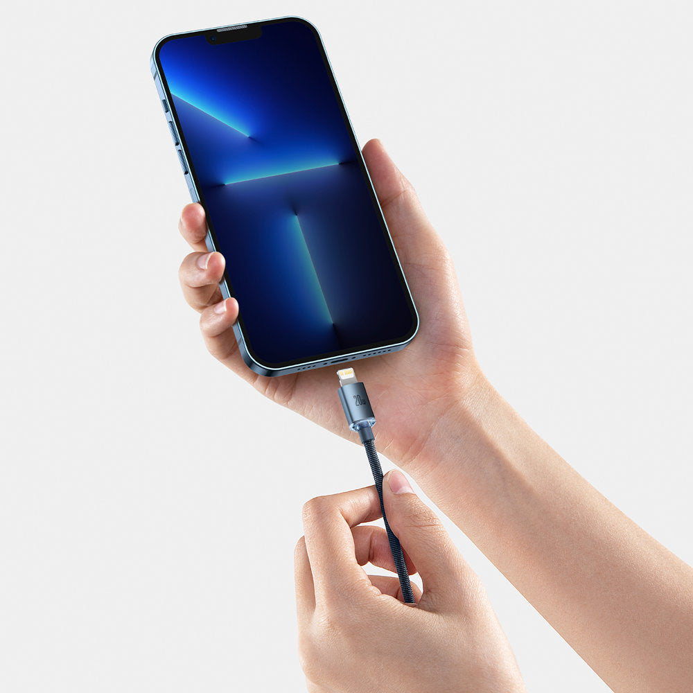 Kabel pro data a nabíjení USB-C - Lightning Baseus Crystal Shine Series, 20W, 1.2m, Černý CAJY000201