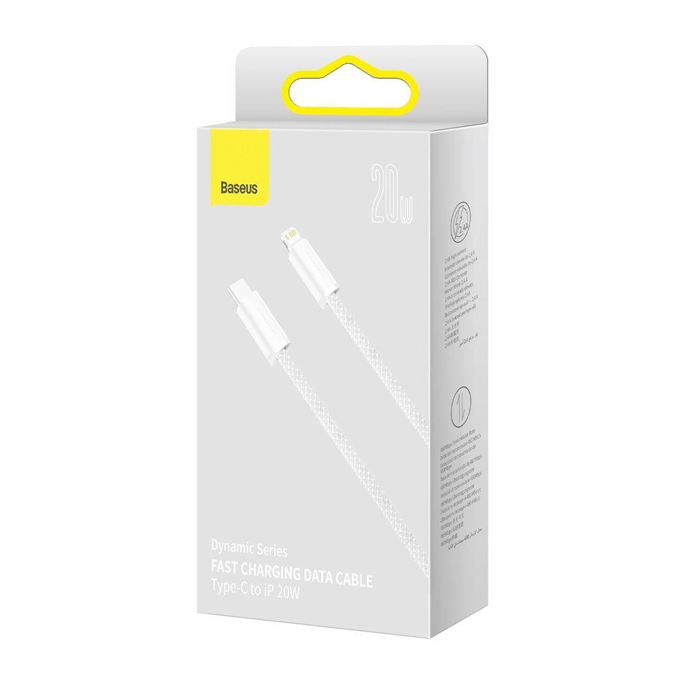 Datový a nabíjecí kabel USB-C - Lightning Baseus Dynamic Fast Charging, 20 W, 2 m, bílý CALD000102