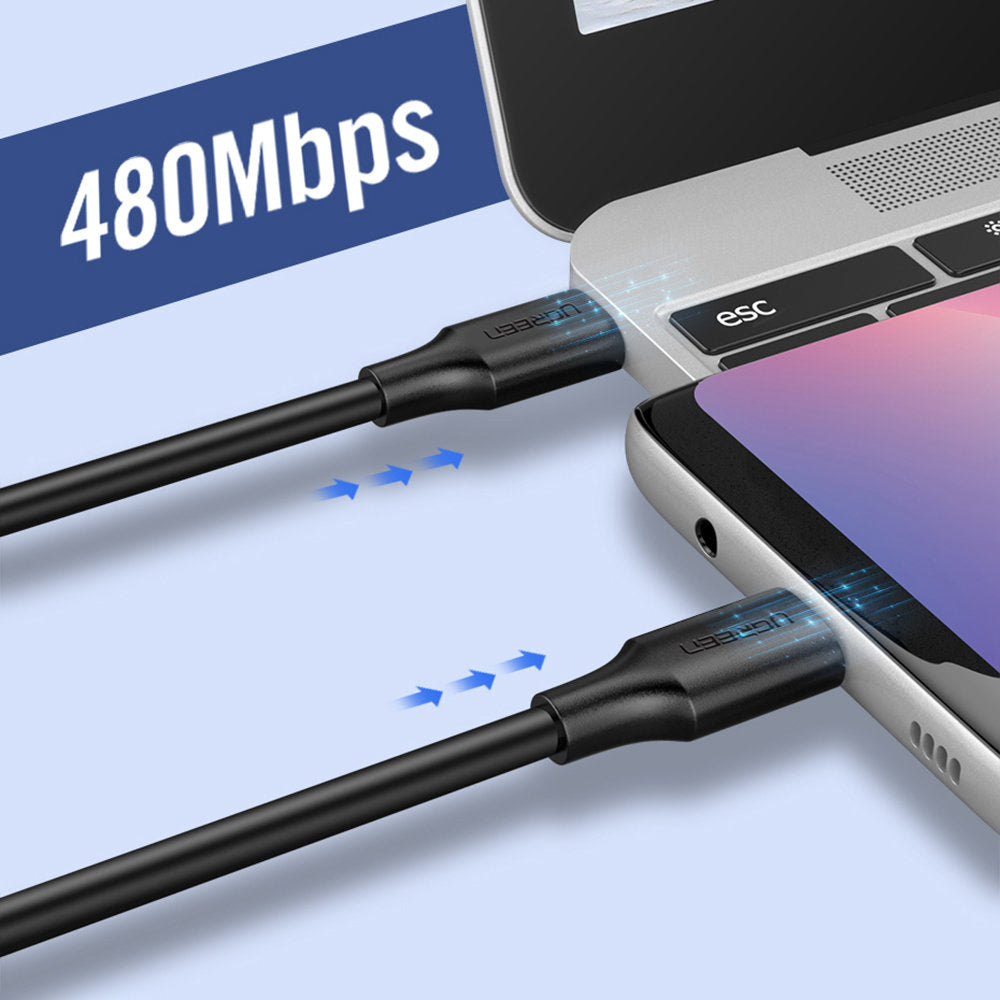 Datový a nabíjecí kabel USB-C - USB-C UGREEN US286, 60W, 1,5m, černý
