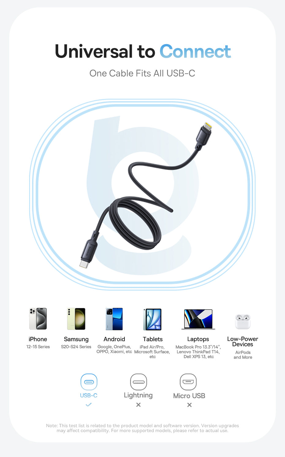 Datový a nabíjecí kabel USB-C - USB-C Baseus PicoGo, 240W, 1m, Bílý P10376800211-00