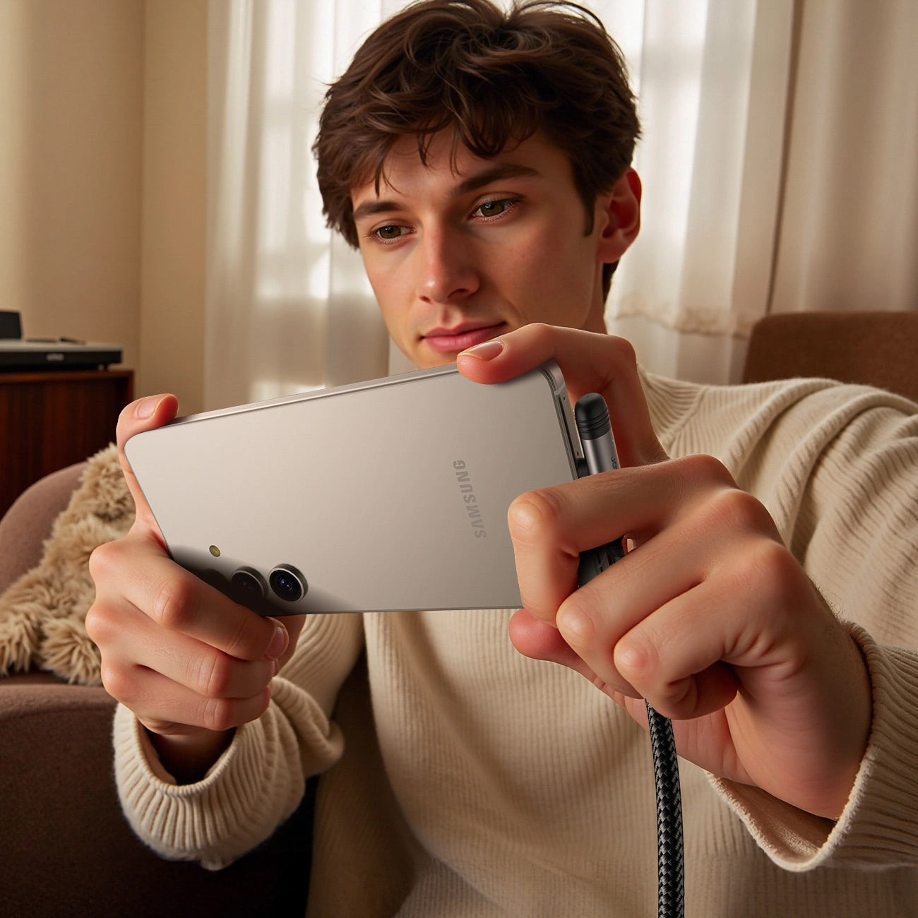 Datový a nabíjecí kabel USB-A - USB-C Joyroom S-A56 EnjoyX Angled, 20W, 1.2m, Černý