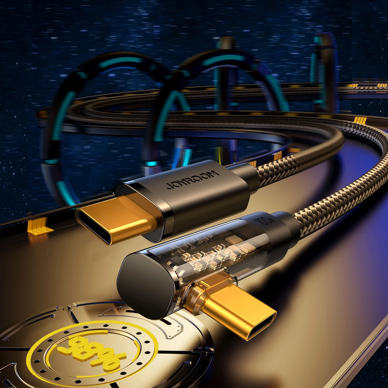 Kabel pro data a nabíjení USB-C - USB-C Joyroom S-A6 Angled, 100W, 1.2m, černý