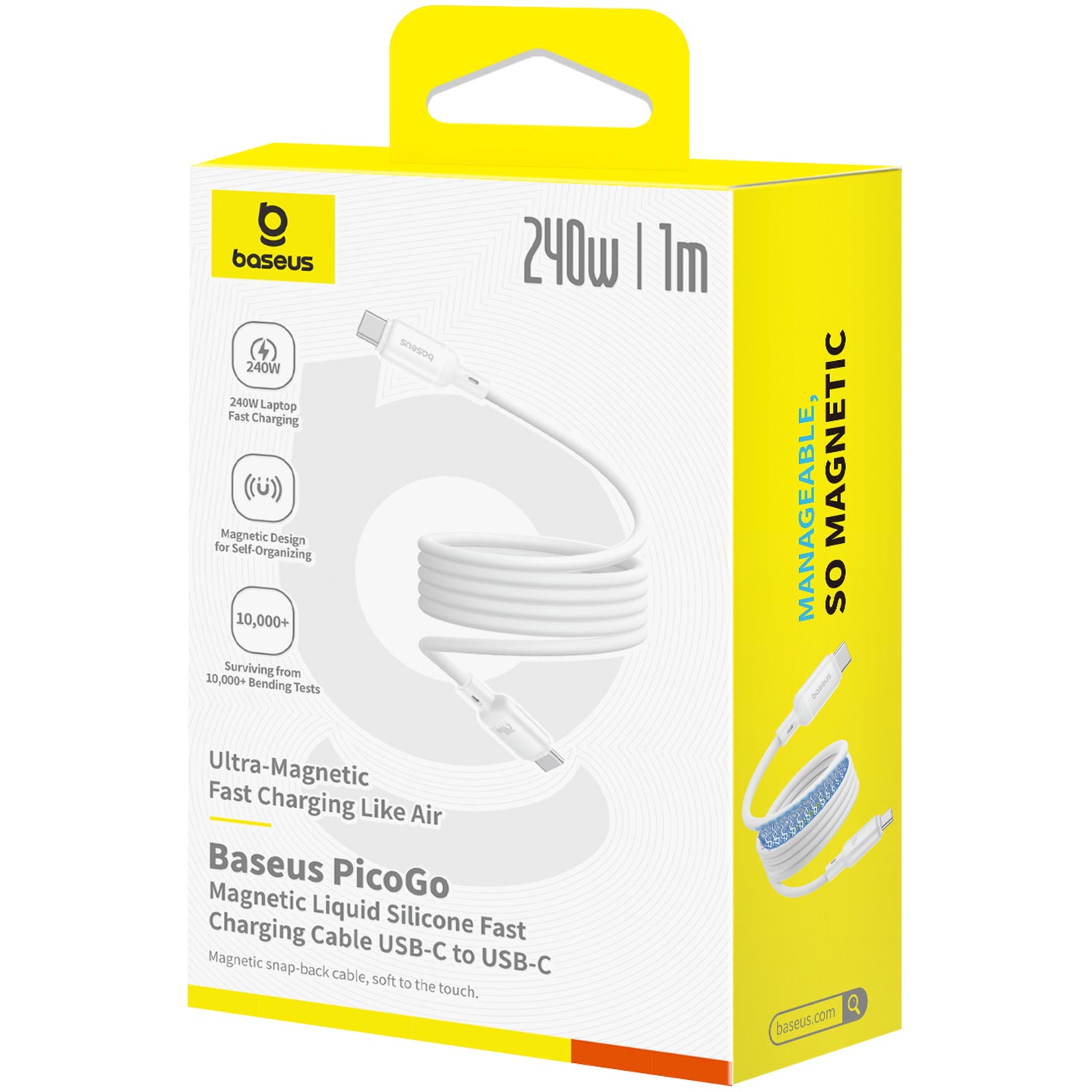 Datový a nabíjecí kabel USB-C - USB-C Baseus PicoGo, 240W, 1m, Bílý P10376800211-00