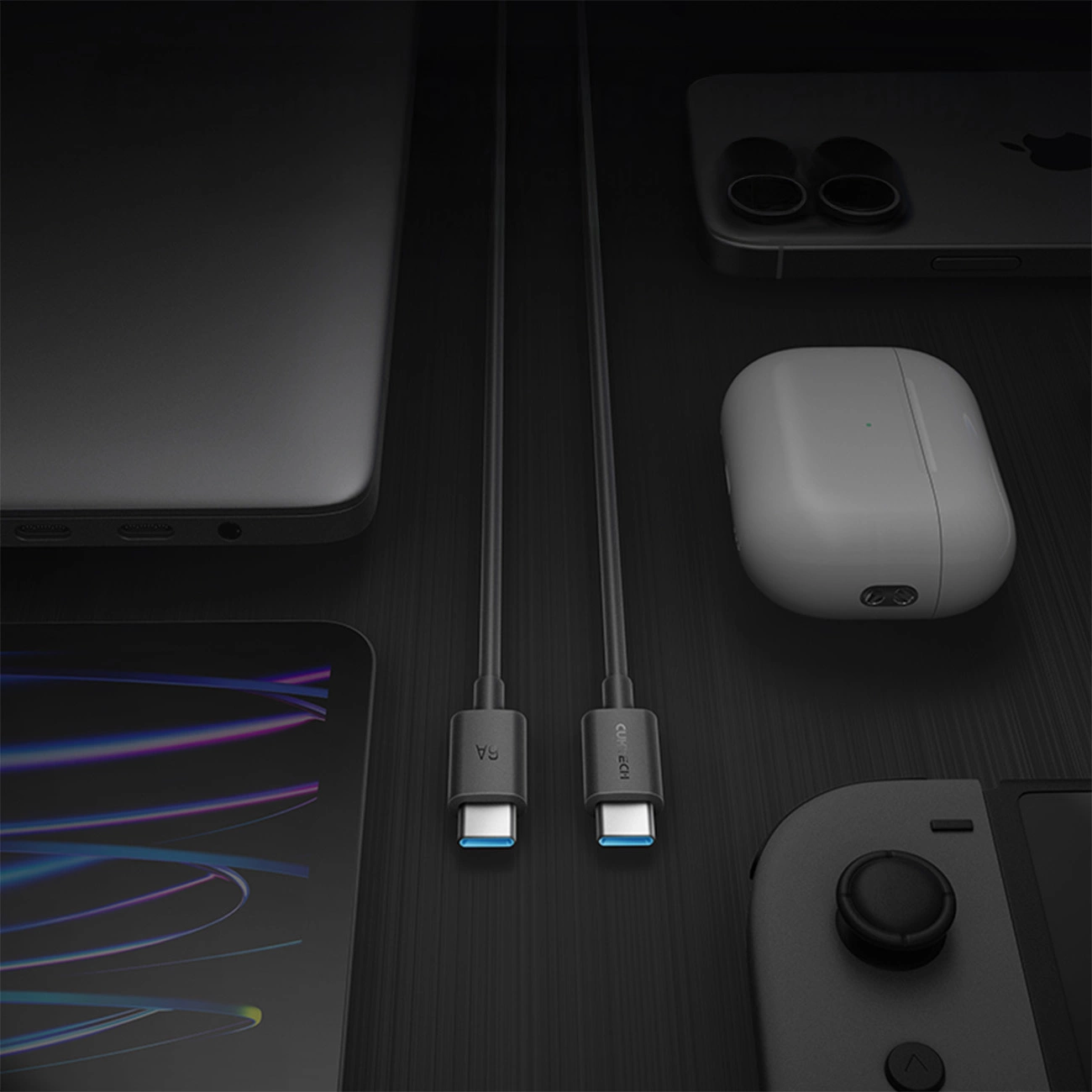 Datový a nabíjecí kabel USB-C - USB-C Cuktech, 240W, 1.5m, Černý CKCTC615NCBK