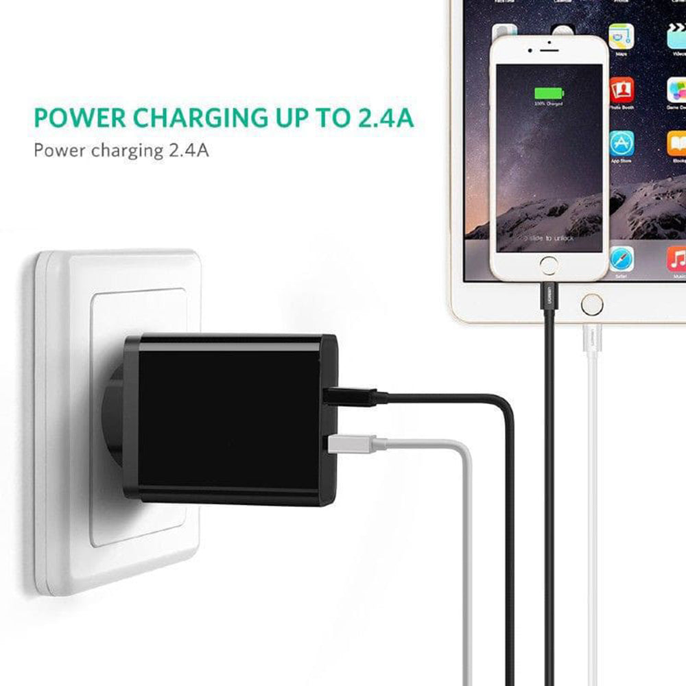 Datový a nabíjecí kabel USB-A - Lightning UGREEN 80823, 18W, 2m, černý